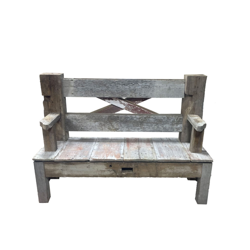Handmade, reclaimed wooden bench